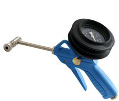 Air-chuck with pressure gauge.